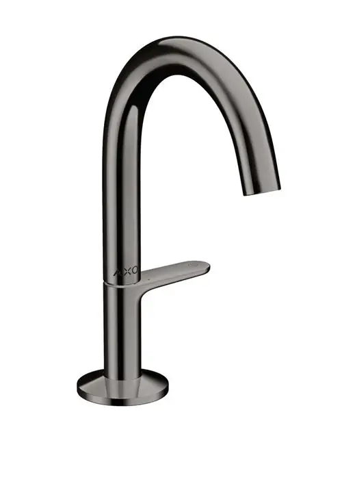 Waschtischmischer in Polished Black Chrome von AXOR mit hohem, geschwungenem Auslauf und einem Hebel für die Temperatur- und Mengeneinstellung.
